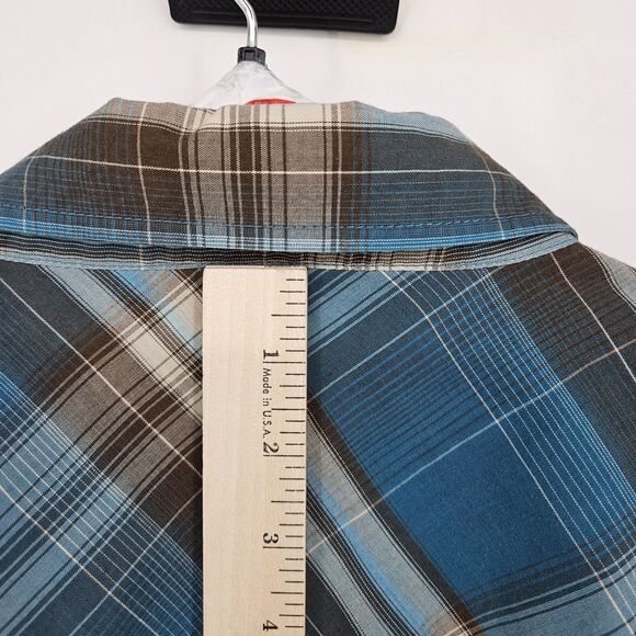 Ely Cattleman Shirt Mens 3X Blue Black Plaid Western Rodeo Big Man Short Sleeve - Picture 4 of 9